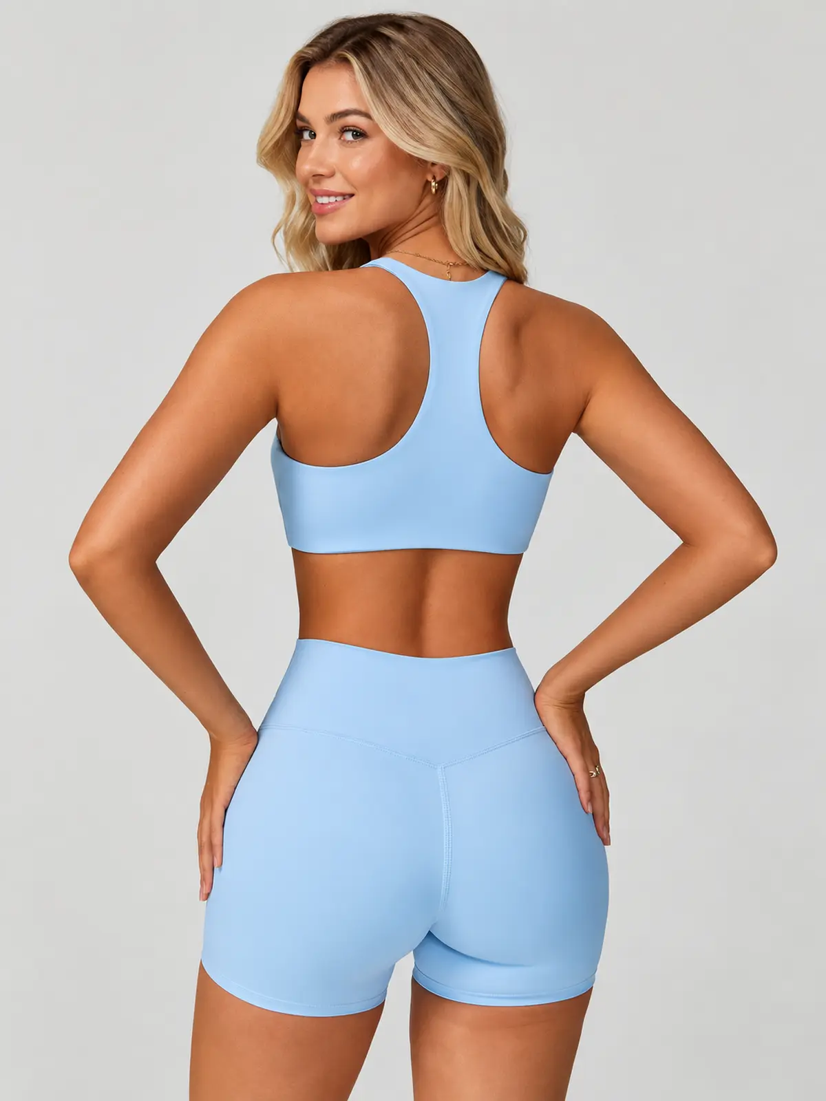 Tessellate Dawn Scoop-Neck Longline Sports Bra — sky blue — general — authoritative variation match