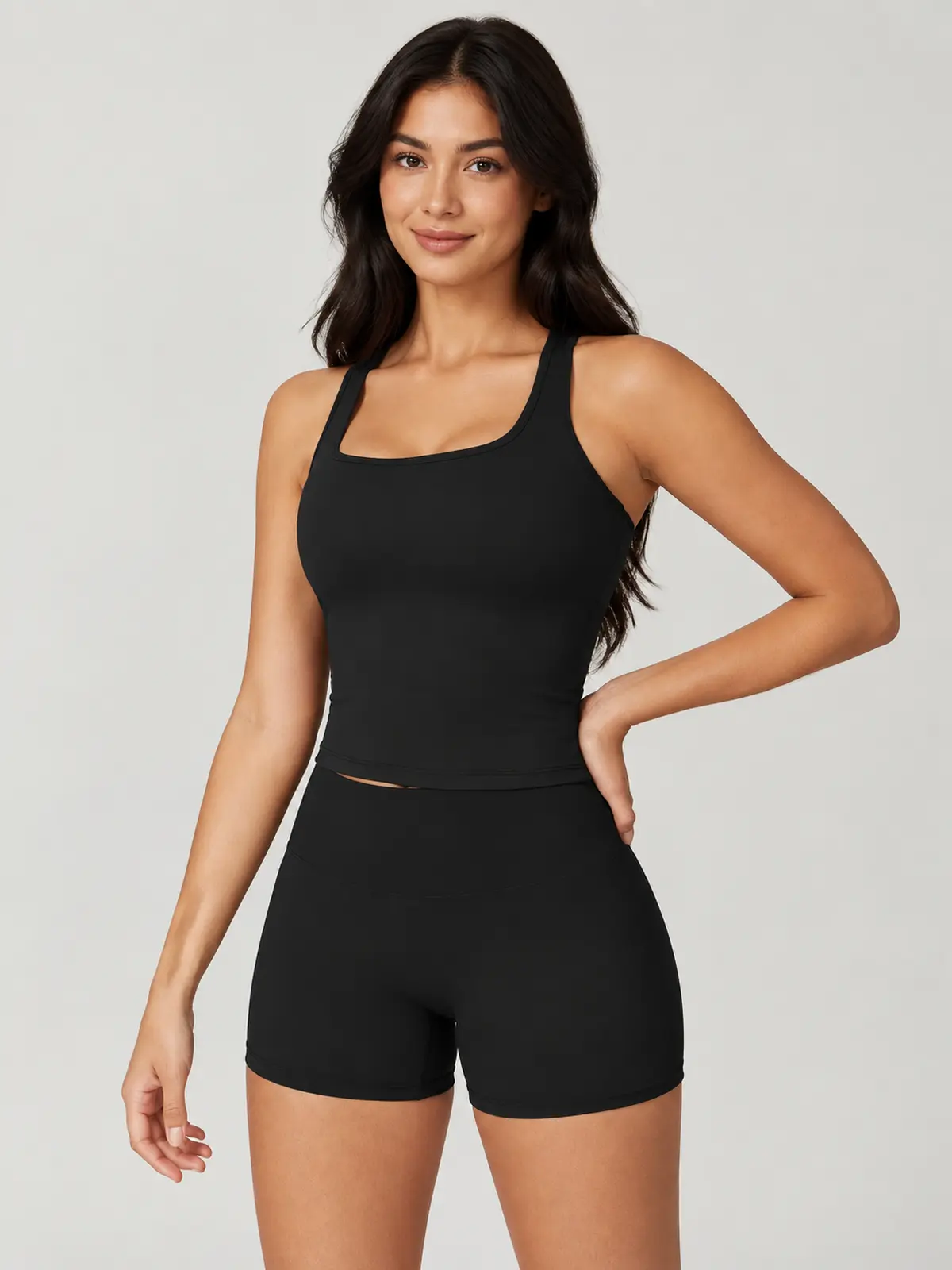 Verdant Relay Square-Neck Tank Top — black — general — authoritative variation match