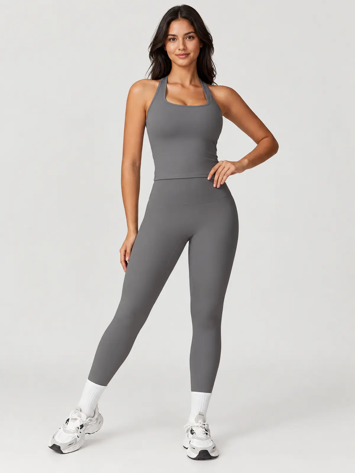 Verdant Relay Square-Neck Tank Top — dark grey — general — authoritative variation match