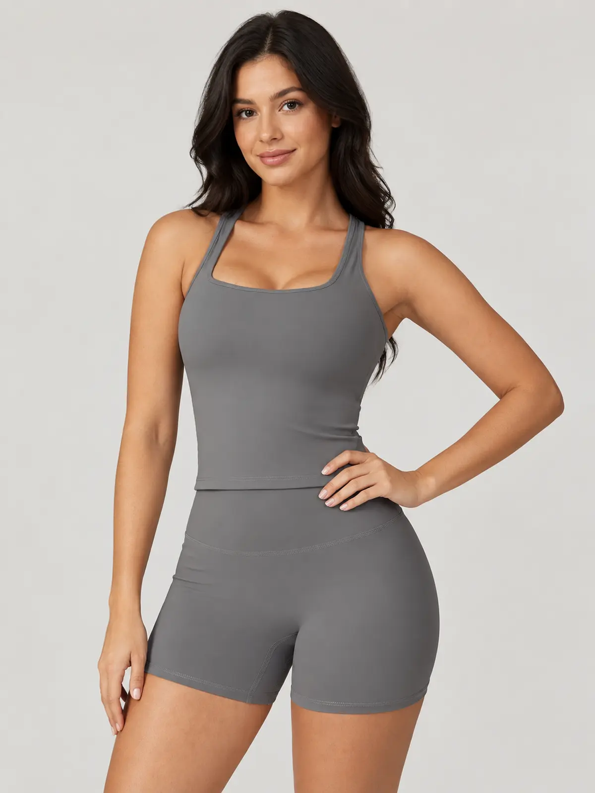 Verdant Relay Square-Neck Tank Top — dark grey — general — authoritative variation match
