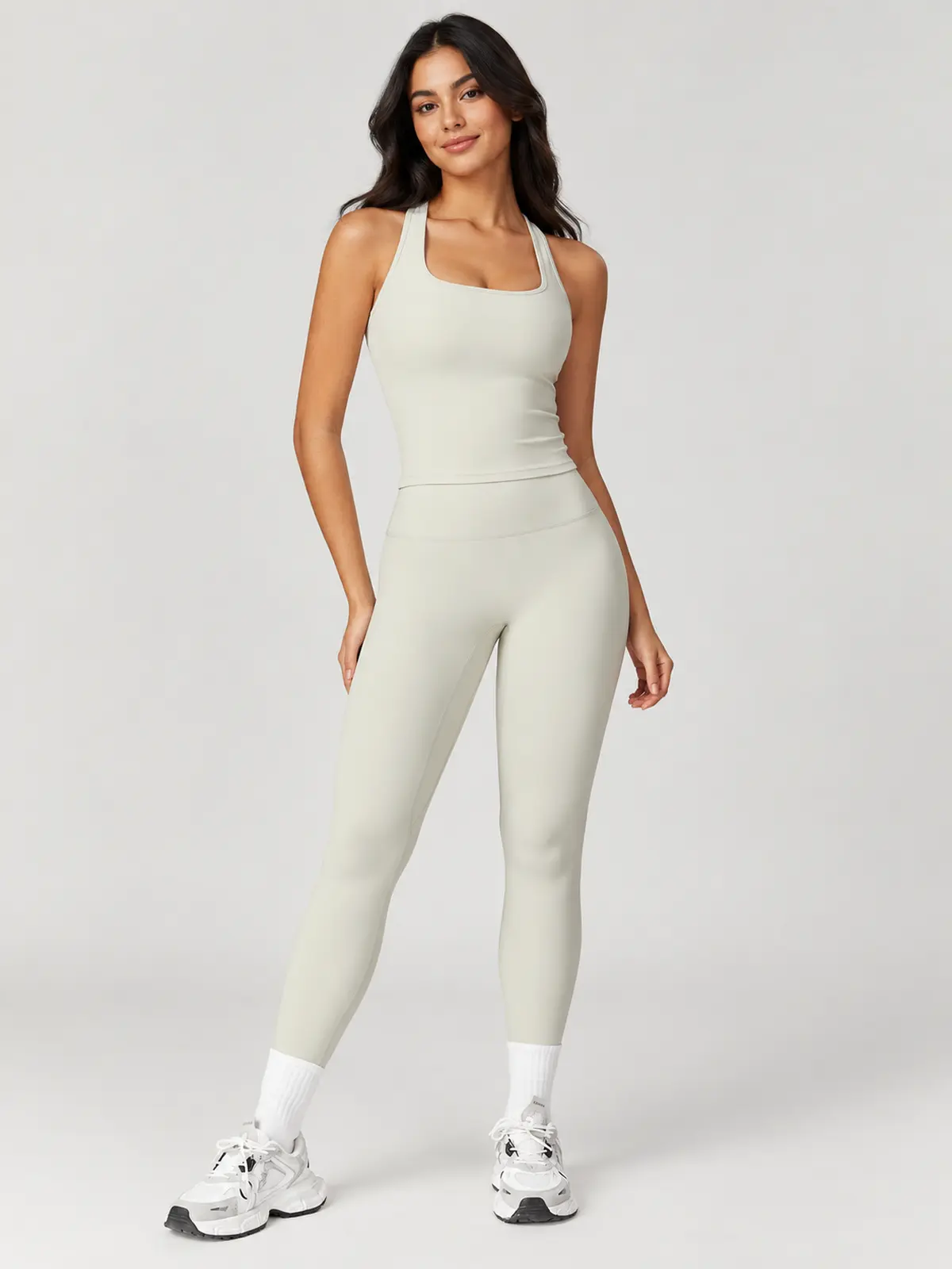 Verdant Relay Square-Neck Tank Top — light beige — general — authoritative variation match