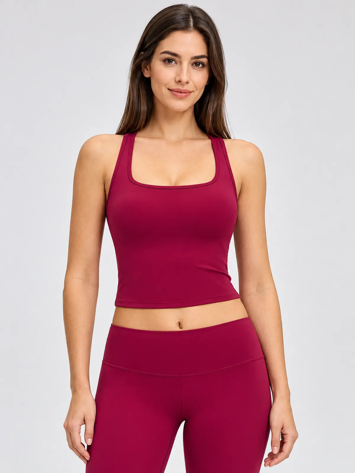 Verdant Relay Square-Neck Tank Top — raspberry red — tank-top — authoritative variation image