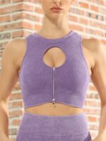 Cozy Cottagecore-Inspired Knit Yoga Crop Top with Nature-Themed Screw Thread Detailing