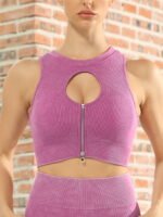 Cozy Cottagecore Nature-Inspired Knit Yoga Crop Top with Screw Thread Detail