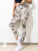 Make a Statement in Our Stylish Tie Dye Fiber Scrunch Fitness Leggings: Perfect for Yoga, Running, & More!