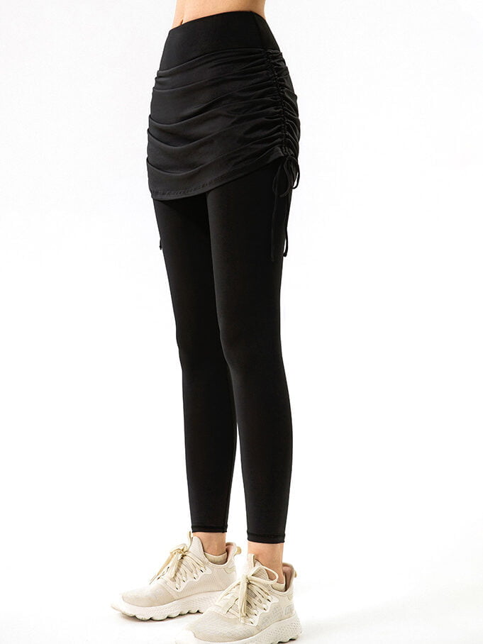 Sultry Stylish Stretchy High Rise Yoga Leggings with Built-in Skirt