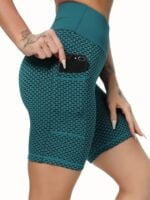Fashionable Vitality - Honeycomb Core Collection High Waisted Yoga Shorts for Ultimate Comfort and Style