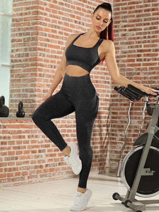 Movement Caliber Screw Thread - Yoga Leggings & Racerback Crop Top Set