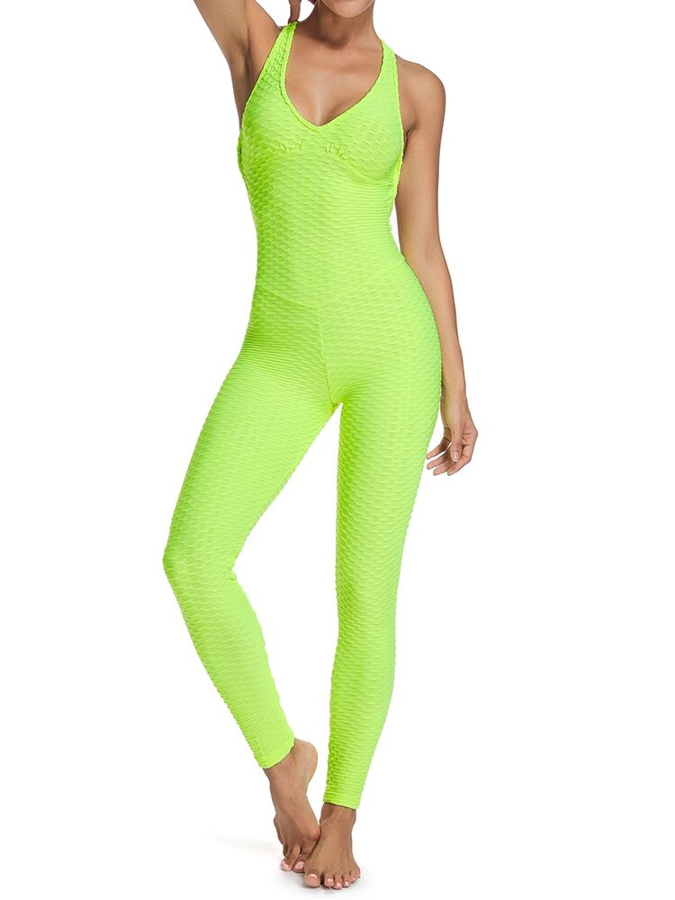 Sculpting Symmetry Yoga Onesie - Full Length Body Shaping with Honeycomb Design