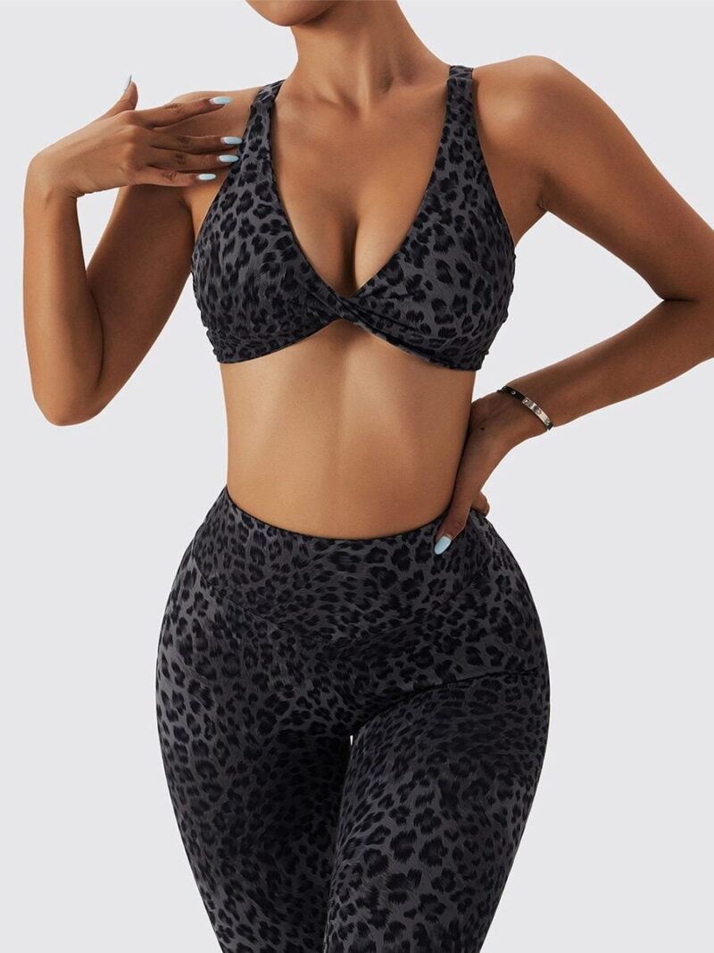 Sexy Leopard Print Flow Yoga Legging Set - Perfect for Workouts & Lounging!