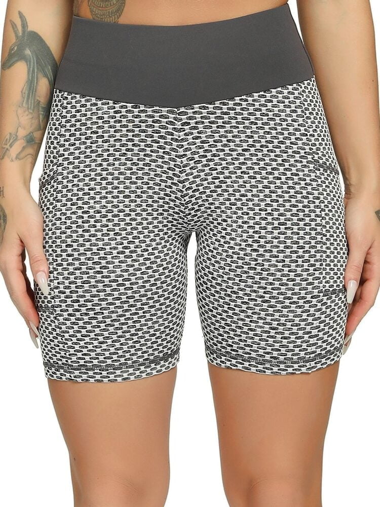 Stretchy, Sweat-Wicking Vitality! Honeycomb Core Collection High-Waisted Yoga Shorts