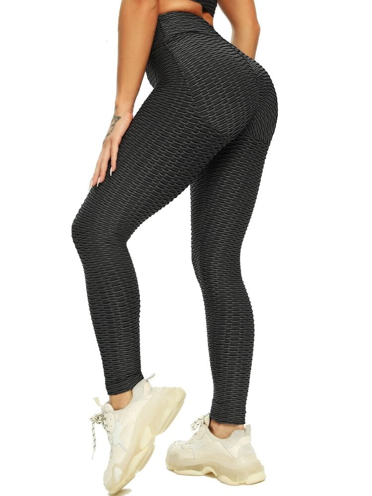 Stretchy, Textured Yoga Pants with Honeycomb Movement - Feel the Comfort!
