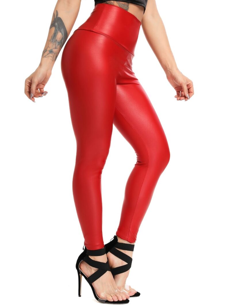 Sultry Stretchy High-Rise Booty-Lifting Faux-Leather Leggings