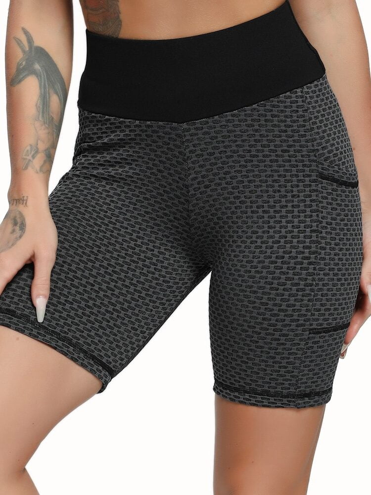Sweat-Wicking, High-Rise Yoga Shorts - Honeycomb Core Collection Vital