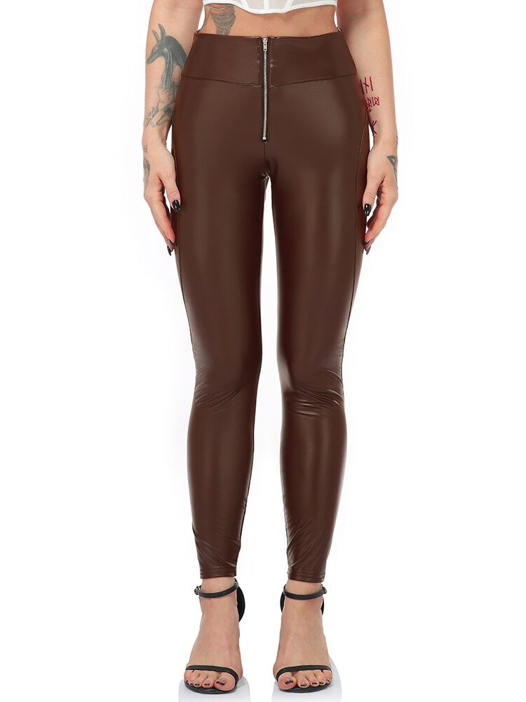 Take your look to the next level with these sultry, flexible, high-waisted, booty-enhancing, PU leather pants. Show off your curves and feel confident in your own skin.