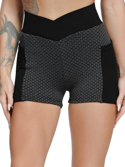 Vitality-Boosting Honeycomb Core Collection High-Waisted Yoga Shorts - Trendy & Comfy!
