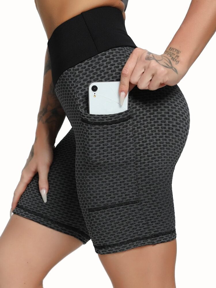 Vitalize Your Workouts with Our Honeycomb Core Collection High Waist Yoga Shorts - Comfort and Style Combined!