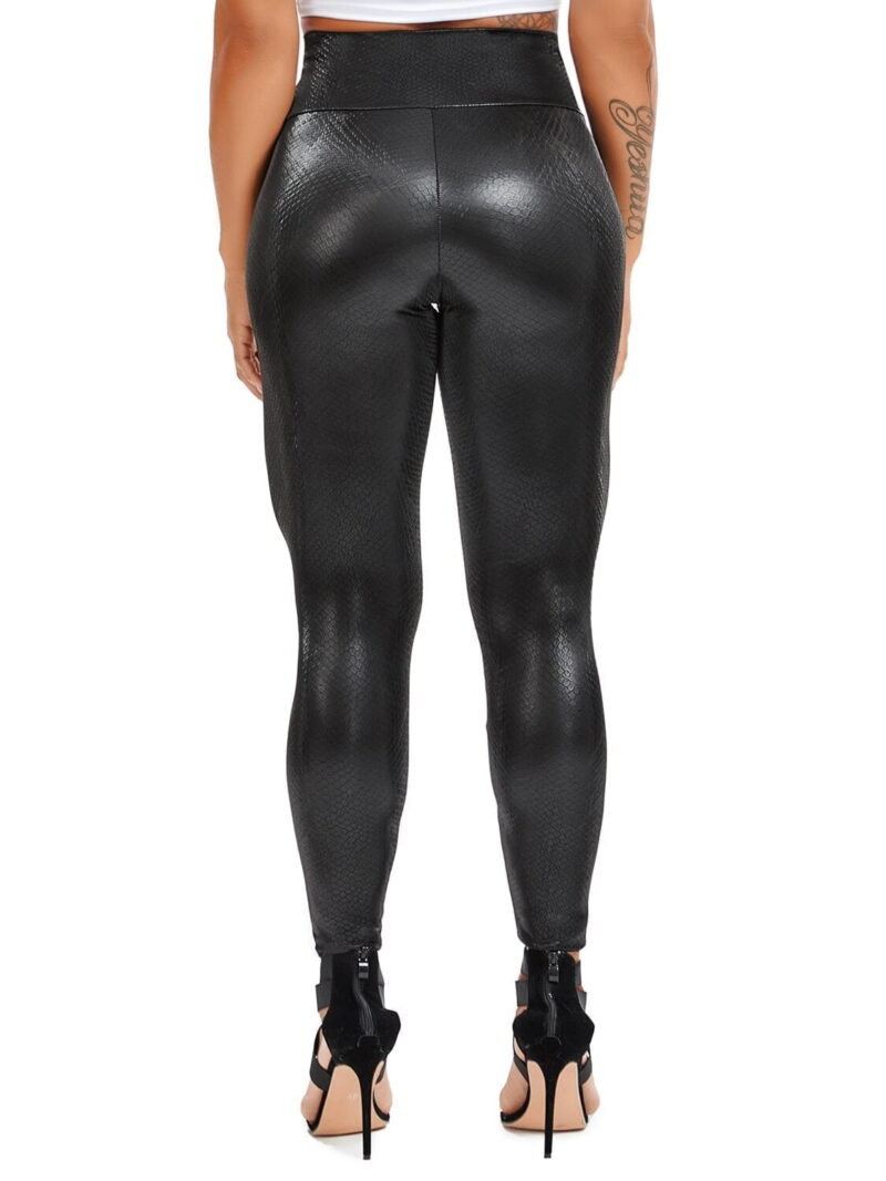 Womens Slim-Fit, Push Up Faux Leather Pants with Sexy Snake Skin Texture - High Waisted and Figure-Flattering