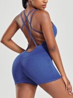 2023 Backless Criss-Cross Yoga Playsuit Onesie - For Spirited Athletes on the Move