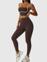 Elevate Your Workouts with This Sexy Fitness Caliber Yoga Set - Elastic High-Waist Leggings & Supportive Bra Combo!