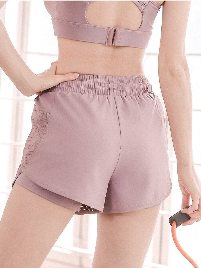 Exercise in Style with Vinyasa Spirit 2-in-1 Layered Pocketed Mesh Fitness Shorts - Look & Feel Your Best!