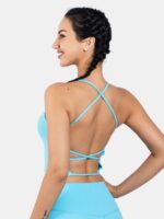Experience Unrivaled Comfort and Style in Our Sexy Harmony Cross Back Shockproof Sleeveless Yoga Crop Top - Perfect for Any Activity!