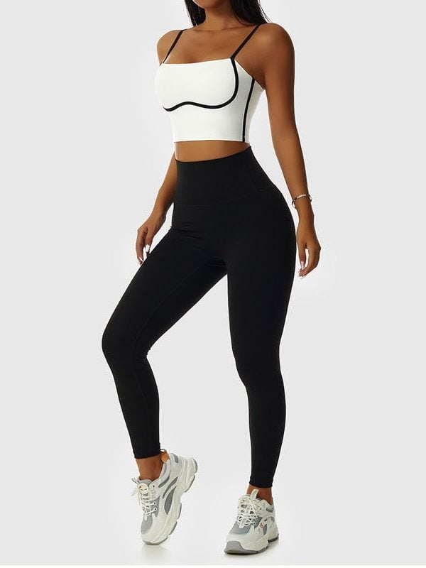 Sensual Stretchy High-Rise Leggings & Comfortably Cushioned Bra Yoga Outfit - Fitness Caliber