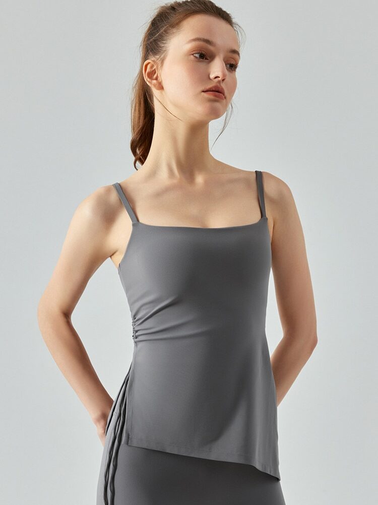 Sensuous Spirit Flow Side Fork Compressed Sleeveless Pullover Tank Top - Breathable & Lightweight