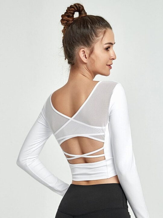 Sexy Mesh Breathable Yoga Crop Top - Mindful Spirit