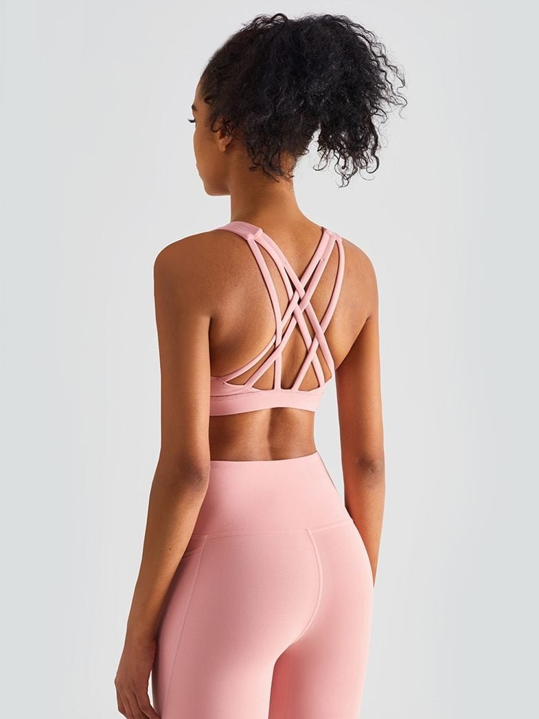 Spirit Flowing CrissCrossed Yoga Bra - Sexy, Supportive, Breathable, Strappy, Comfy, Flexible, Stylish, Trendy, Activewear