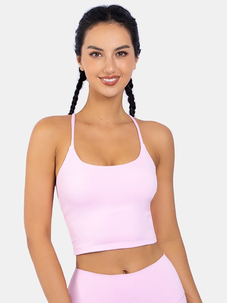 Stunningly Sexy Harmony Cross Back Shockproof Sleeveless Yoga Cropped Top - Comfort and Style Combined!