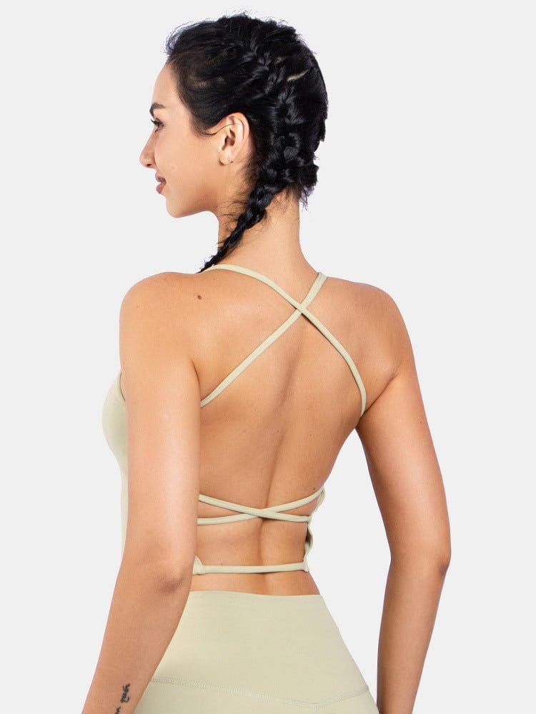 Sultry Harmony Cross Back Shockproof Sleeveless Yoga Crop Top - Perfect for Any Workout!