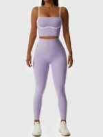 Yoga with Confidence: Elastic High-Waist Leggings & Supportive Bra Set - Fitness Caliber for Maximum Comfort & Style
