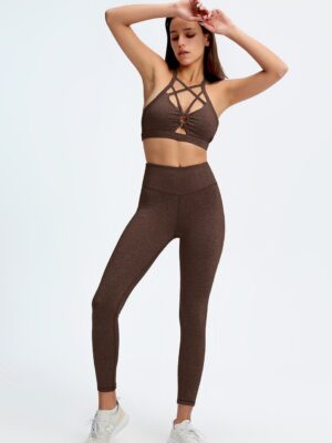 Boost Your Fitness with This Stylish Criss-Cross Racerback Top & Push Up Leggings Yoga Set for Women