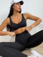 Essentia Movement Womens Scrunch Top Elastic Band Sports Bra - High Impact Workout Support & Comfort for Yoga, Running, Gym & More!