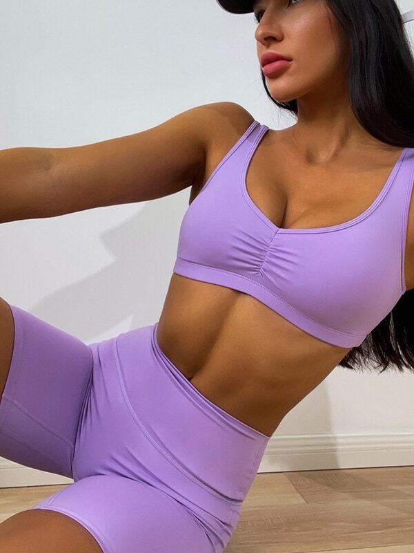 Essentia Movement Womens Scrunchy Elastic Band Sports Bra - Supportive, High Impact, Sexy, Activewear