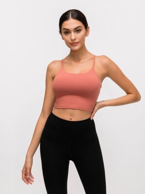 Luxuriously Soft Push-Up Sports Bra Cami Crop Top with Removable Padded Cups - Enhance Your Shape and Boost Your Confidence!