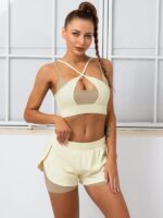 Mindful Flow Yoga Set: Double Shorts & Cross Front Top - Perfect for Hot Flow Sessions!
