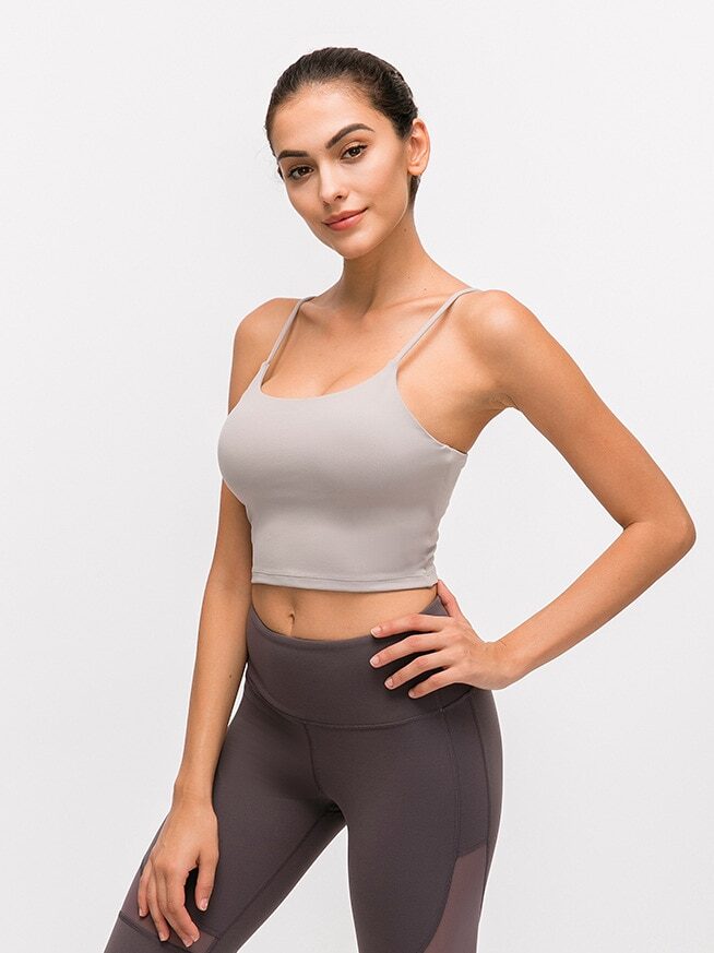Push-Up Sports Bra Cami Crop Top with Removable Padded Cups - Supportive Athletic Tank Top with Enhanced Bustline & Comfortably Soft Straps for Women