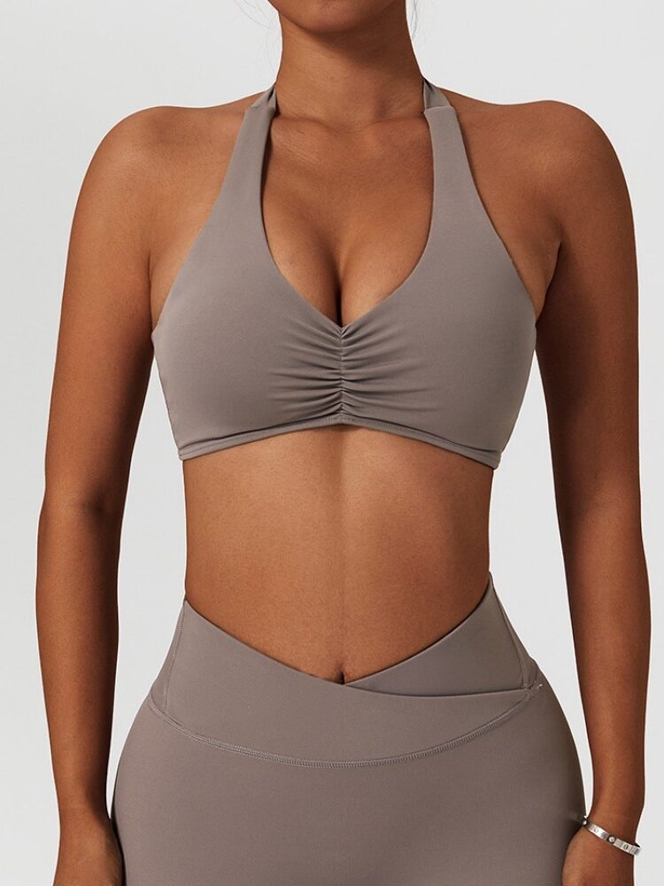 Scrunch Halter Neck Sports Bra - Mindful, Trendy, Activewear, Supportive, Fitness, Comfort, Performance, Stylish, Breathable, Durable