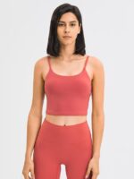 Sexy, Slim-Fit, Padded Backless Yoga Tank Top with Thin Straps - Perfect for Low-Impact Workouts!