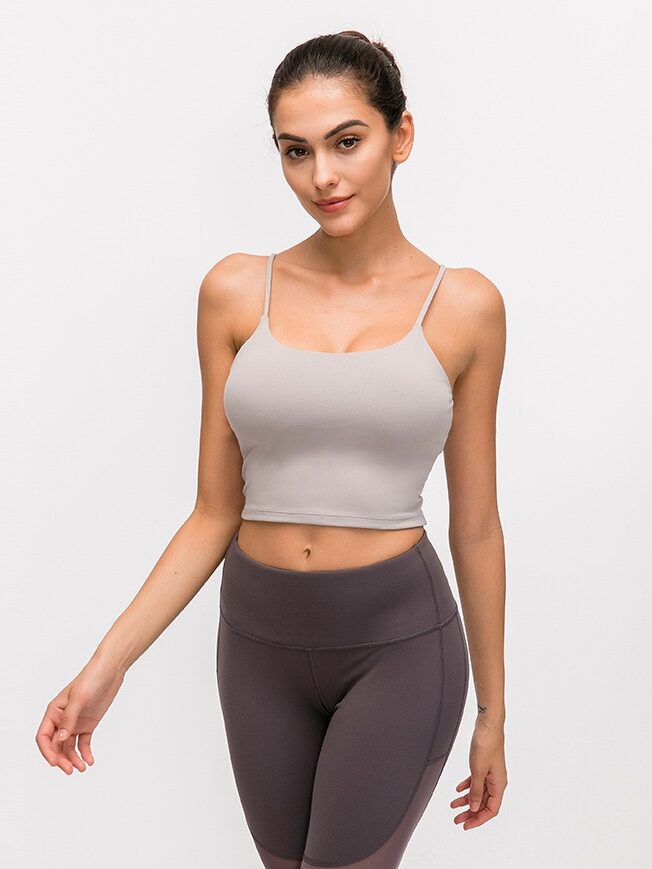 Stay Active and Stylish with our Push-Up Sports Bra Cami Crop Top - Removable Padded Cups for Maximum Comfort!