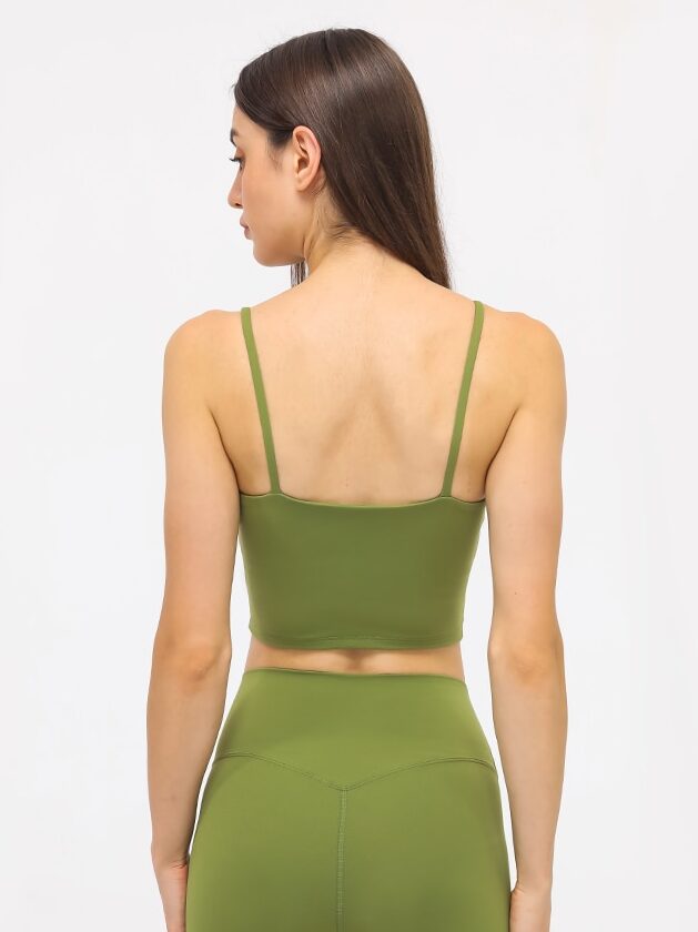 Stretchy Backless Spaghetti-Strap Yoga Tank with Soft Cushioning - Get Your Zen On!