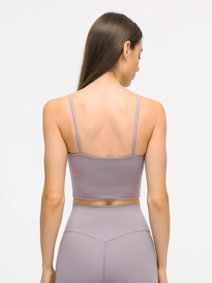 Stretchy, Soft-Cup, Breathable Backless Yoga Tank Top with Delicate Spaghetti Straps for a Sexy Look