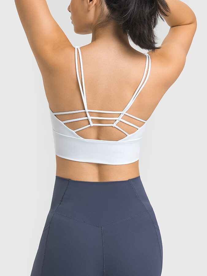 Vinyasa Voyage Spaghetti Strap Push-Up Sports Bra - Sexy Supportive Athletic Wear for Women