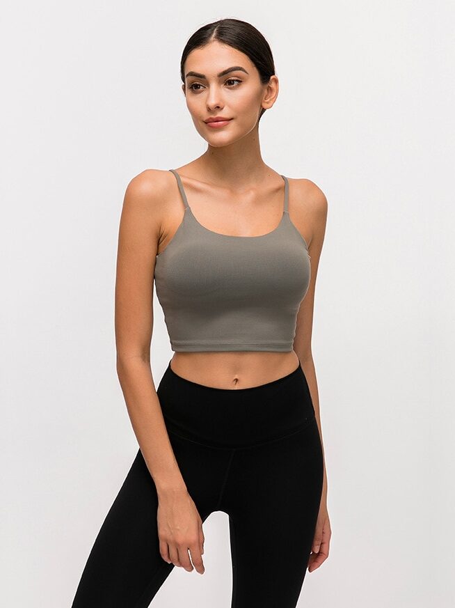 Womens Push-Up Sports Bra Cami Crop Top with Adjustable Removable Padded Cups for Maximum Support and Comfort