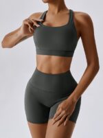 Elevate Your Yoga Practice with this High-Waist High-Support 2-Piece Yoga Shorts & Bra Set - Feel the Mindful Beauty!
