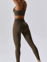 Flex & Flaunt with this Sexy Symmetry Yoga Set - Fold-Over Waistband Leggings & Double Strapped Bra
