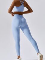 Foldable Waistband Leggings & Double Strap Bra Yoga Set - Alluringly Asymmetric