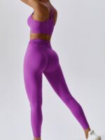 Foldable Waistband Leggings & Double Strap Bra Yoga Set - Alluringly Asymmetrical!